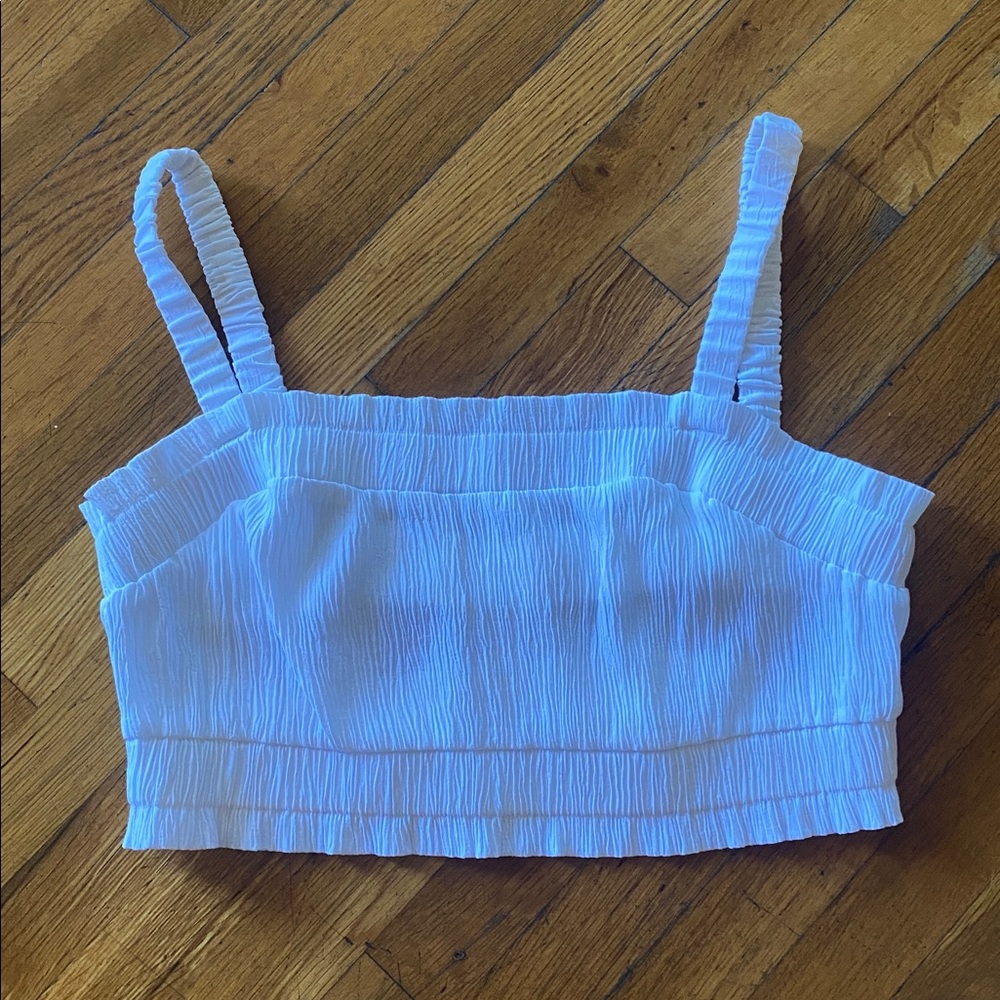H&M White Ruched Crop Top